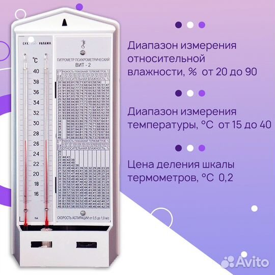 Гигрометр психрометрический вит-2 с поверкой новый