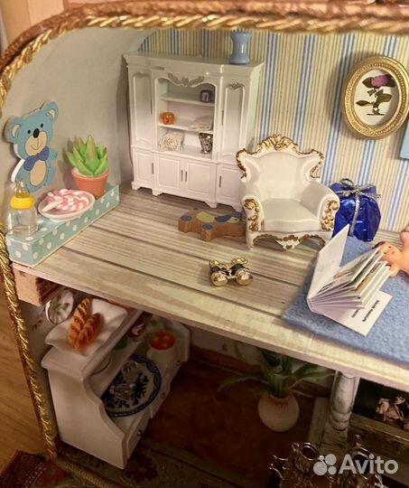 Кукольный домик чемоданчик Двухэтажный