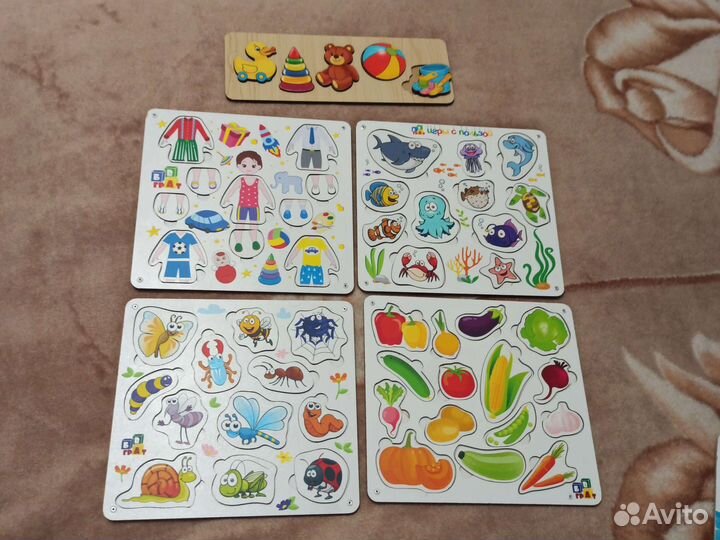 Развивающие рамка-вкладыш, сортер, пазл