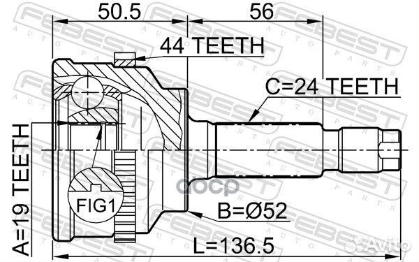 ШРУС наружный 19x52x24 (mazda demio DW3/DW5