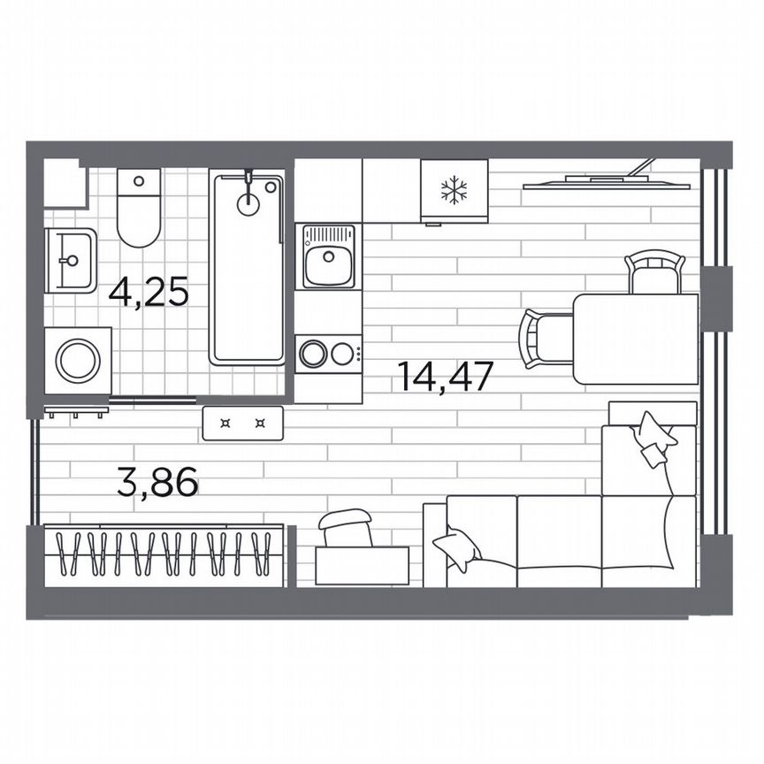 Квартира-студия, 22,6 м², 1/5 эт.