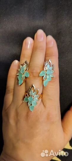 Комплект серьги и кольцо