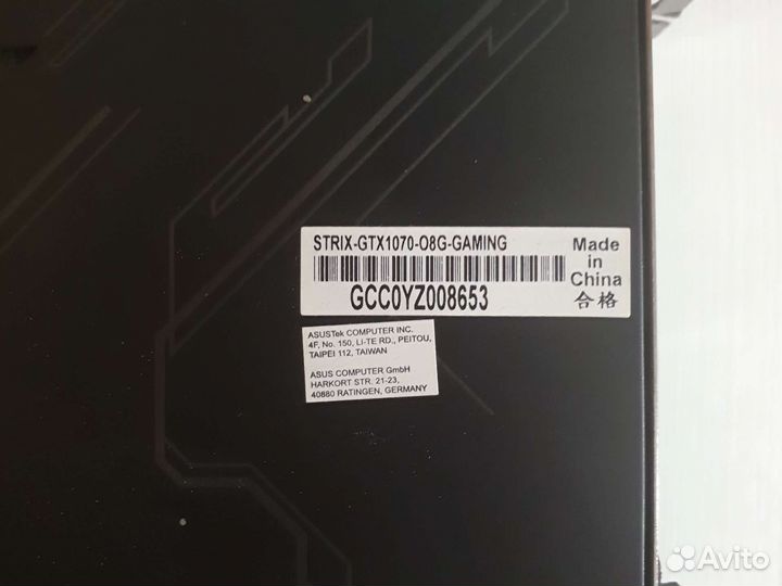 Видеокарта asus ROG strix-GTX1070-8G-gaming