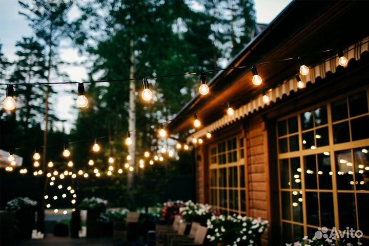 Ретро гирлянда уличная с лампочками накакливания