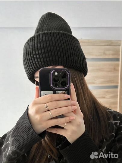 Шерстяная шапка бини. sela женская