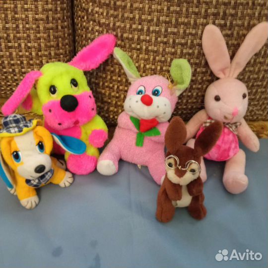 Мягкие игрушки зайцы рыбы тигры Винни пух