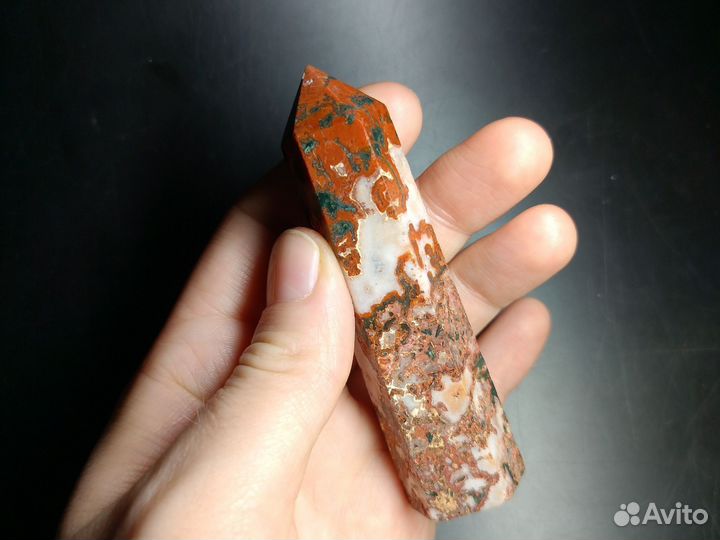 Красный железистый моховой агат crazy