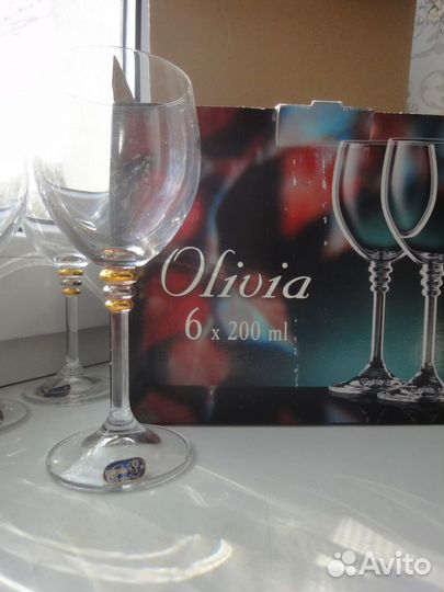 Бокалы Чехия Оливия новые 200 мл 6 штук в коробке