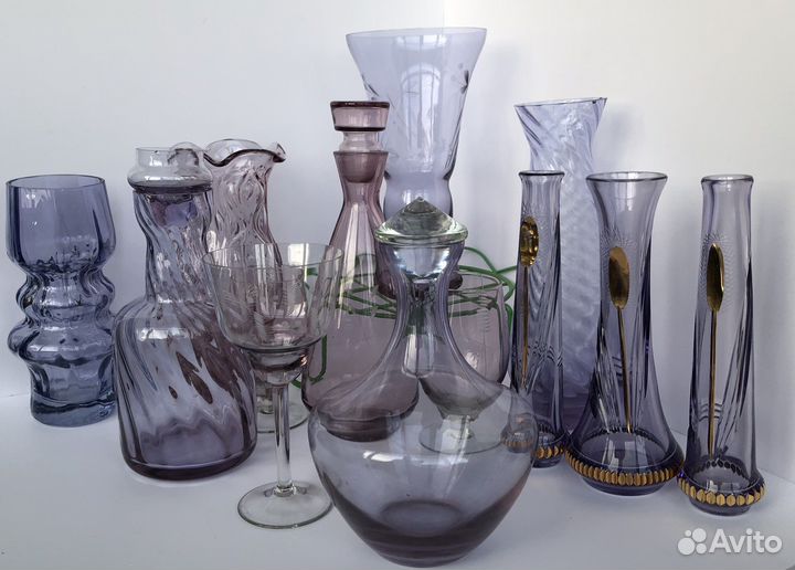 Графин Ваза Цветное стекло Неодимовое СССР