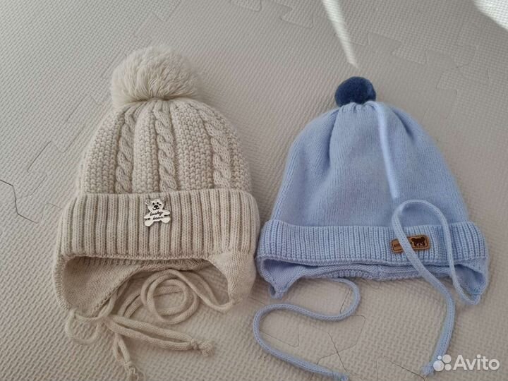 Зимняя и демисезонная шапка детская1-3 мес