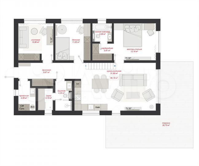 Дом 123 м² на участке 11,5 сот.