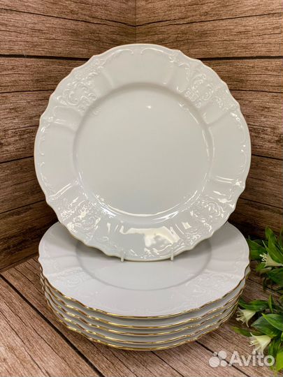 Набор тарелок «Отводка золото» 27см. 6шт. Чехия