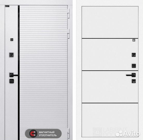 Входная дверь royal 25 Белый софт черный молдинг