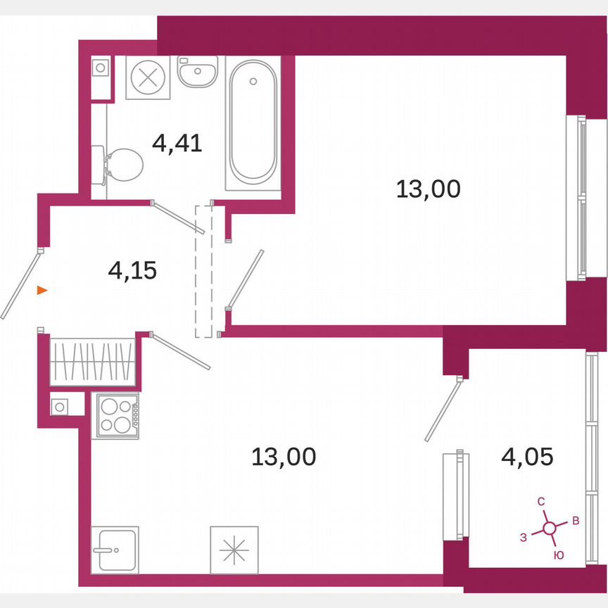1-к. квартира, 36,6 м², 2/10 эт.