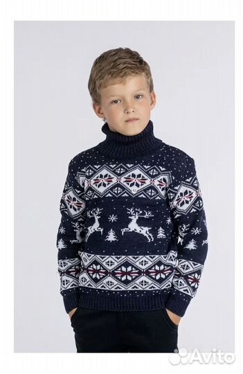 Свитер детский зимний с оленями 98-104 р