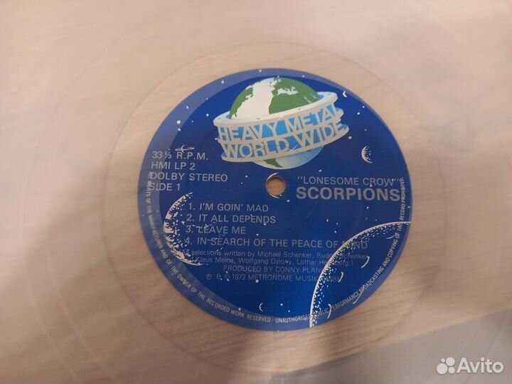 Scorpions – Lonesome Crow UK на прозрачном виниле