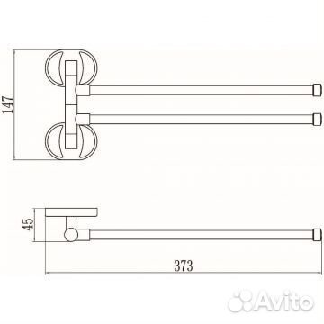 Держатель для полотенец Savol поворотный. двойной хром S-008602