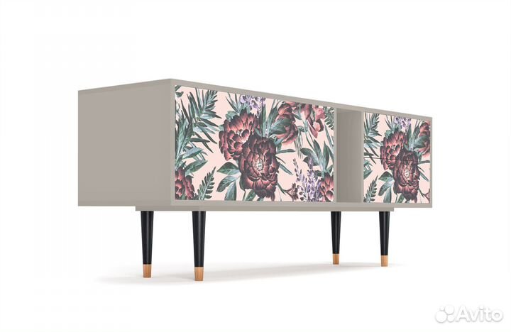 Тв-тумба T1 - Сатин - Peach Peonies