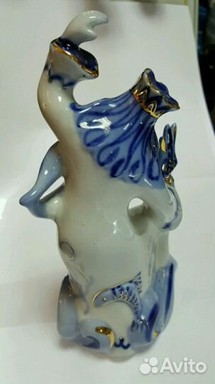 Статуэтка Нептун (Морской царь) СССР, гжель