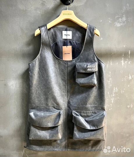 Майка женская из кожи Miu Miu
