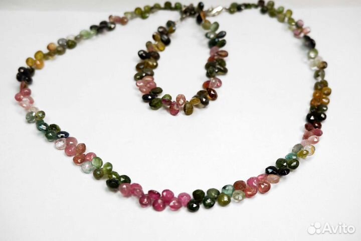Утончённое колье турмалин облепиха