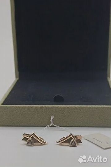 Серьги золотые с бриллиантами (вес 4г) 585 Тринити