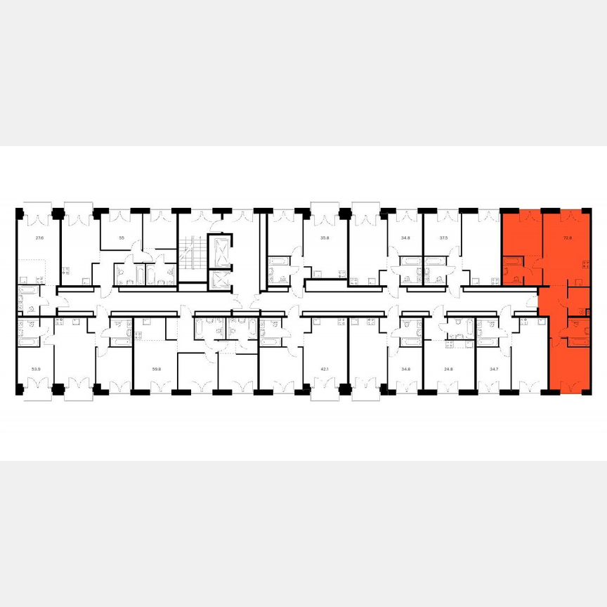 2-к. квартира, 72,8 м², 2/8 эт.