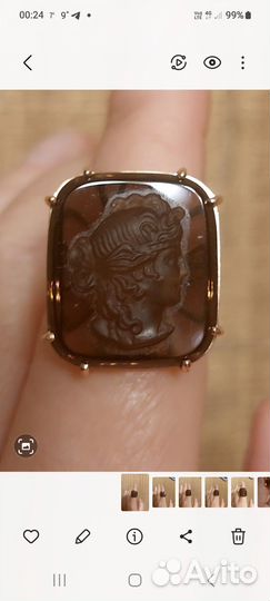 Кольцо. Золото Инталия Топаз