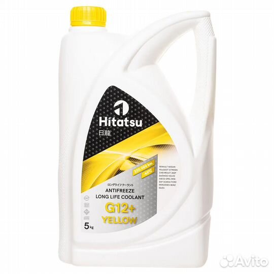 Антифриз hitatsu G12+ yellow 1кг готовый, желтый