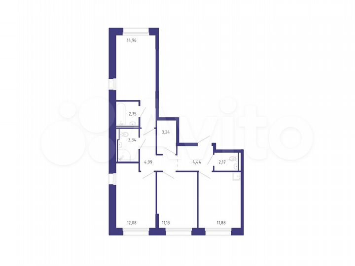 3-к. квартира, 71,5 м², 4/17 эт.