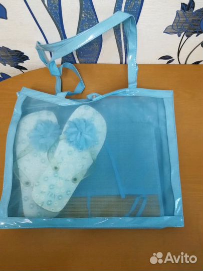 Пляжный набор: сумка, коврик, сланцы 38р