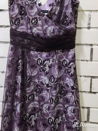 Платье коктейльное, р.42/44, шелк+сетка