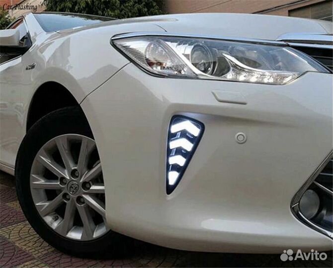 Camry 55 LED Фонари дхо в передний бампер S7QX3