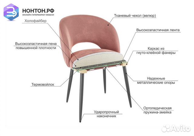 Стул Моли розовый / черный