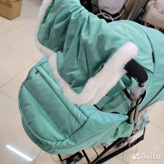 Коляска санки Ника 6 мятный