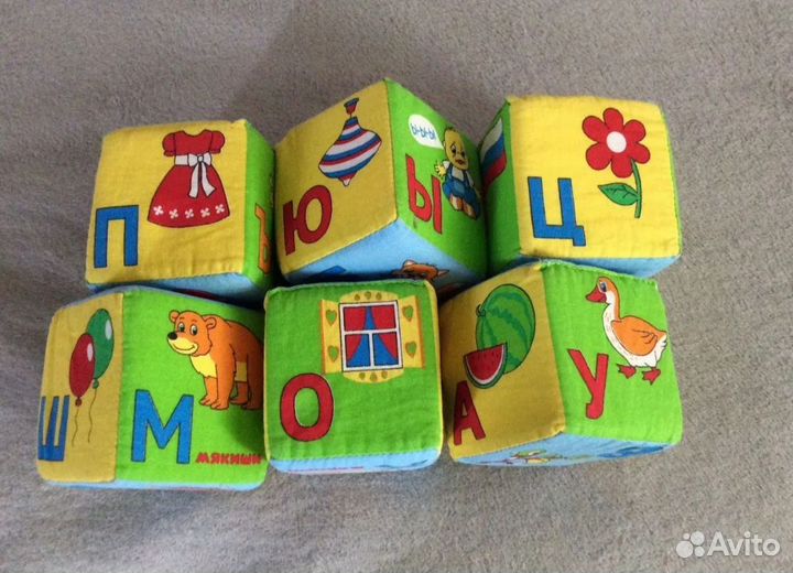 Мягкие кубики-пазлы Мякиши Алфавит и другие