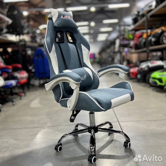 Кресло игровое компьютерное 308 синий текстиль