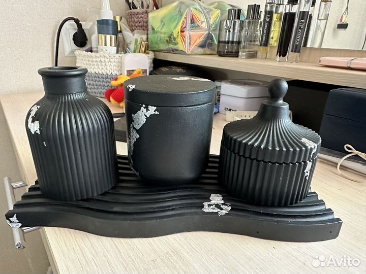 Набор из гипса, ароматическая соевая свеча