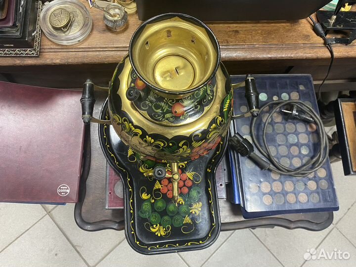 Самовар и поднос хохлома роспись