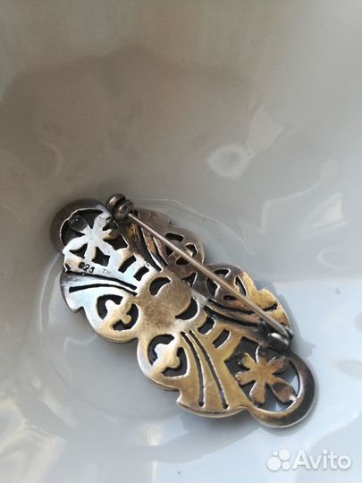 Винтажная брошь серебро 925 пробы