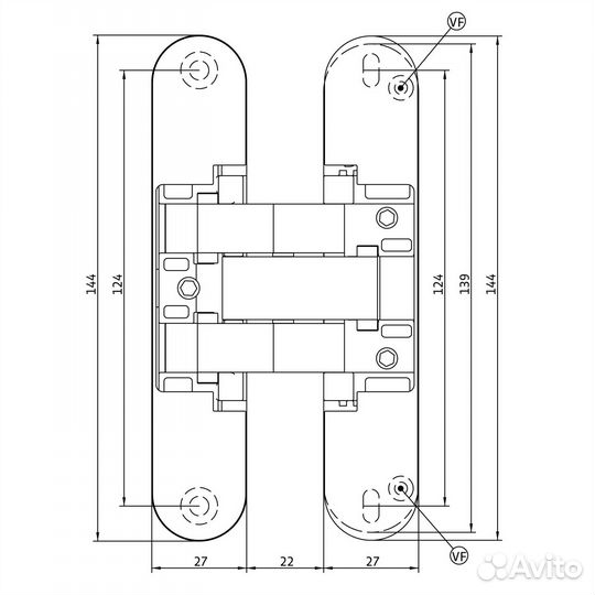 Петля скрытой установки Anselmi модель 142/AN 3D м