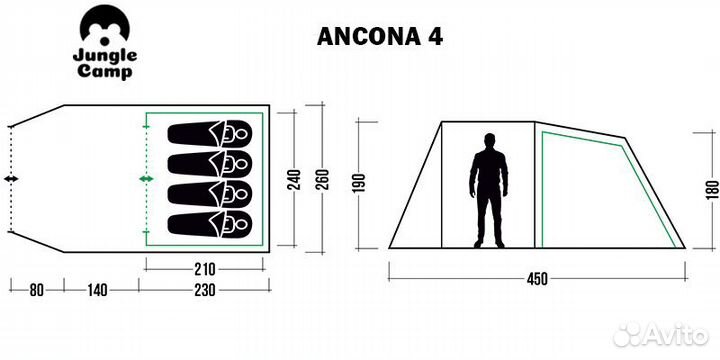 Четырехместная палатка Jungle Camp Ancona 4