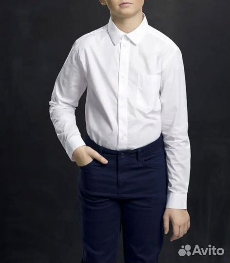 Рубашка белая для мальчика 140-146
