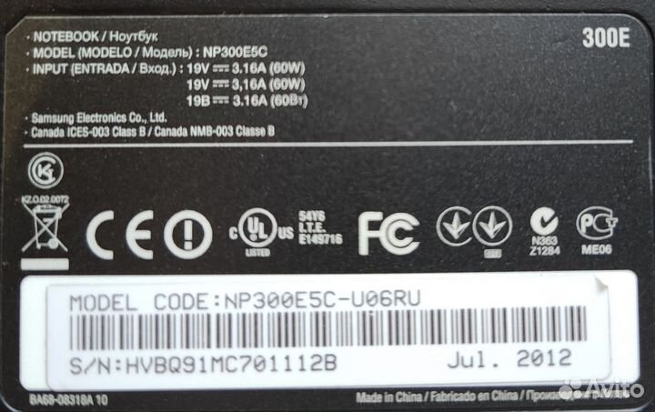 Ноутбук samsung NP300E5C