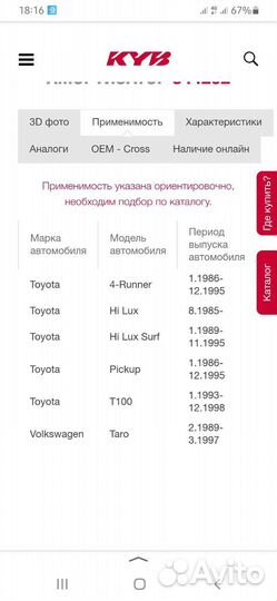 Амортизаторы toyota