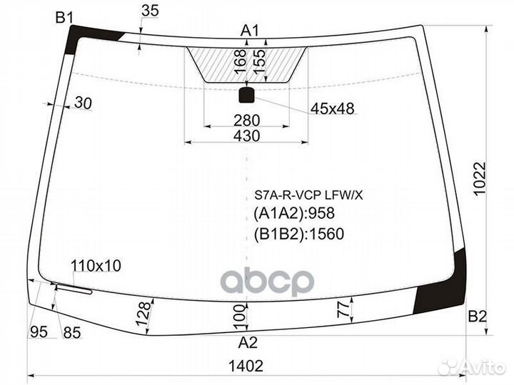 Стекло лобовое honda stream 00-06 S7A-R-VCP LFW/X