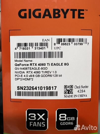 Видеокарта Gigabyte GeForce RTX 4060 Ti eagle 8 GB