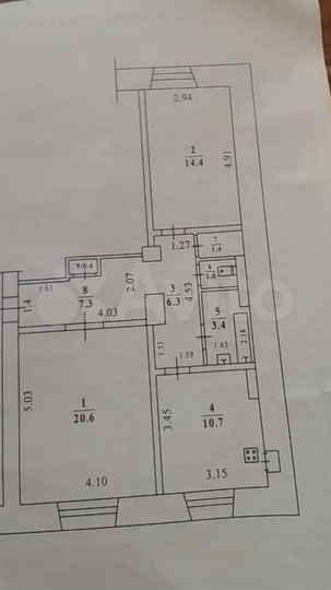 2-к. квартира, 65,5 м², 2/4 эт.
