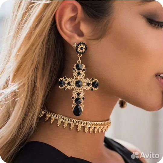 Винтажные серьги Крест