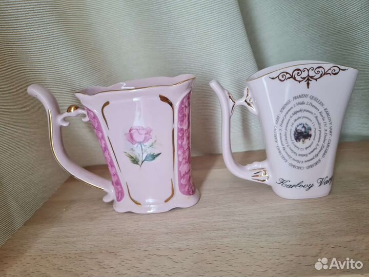 Кружка бюветница розовый фарфор Чехия